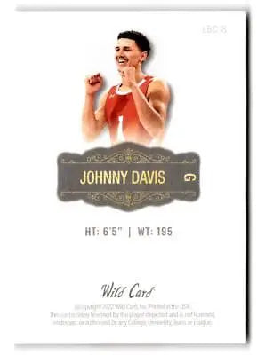 Johnny Davis basketball card from 2022 Wild Card Matte Limited Base Cards White