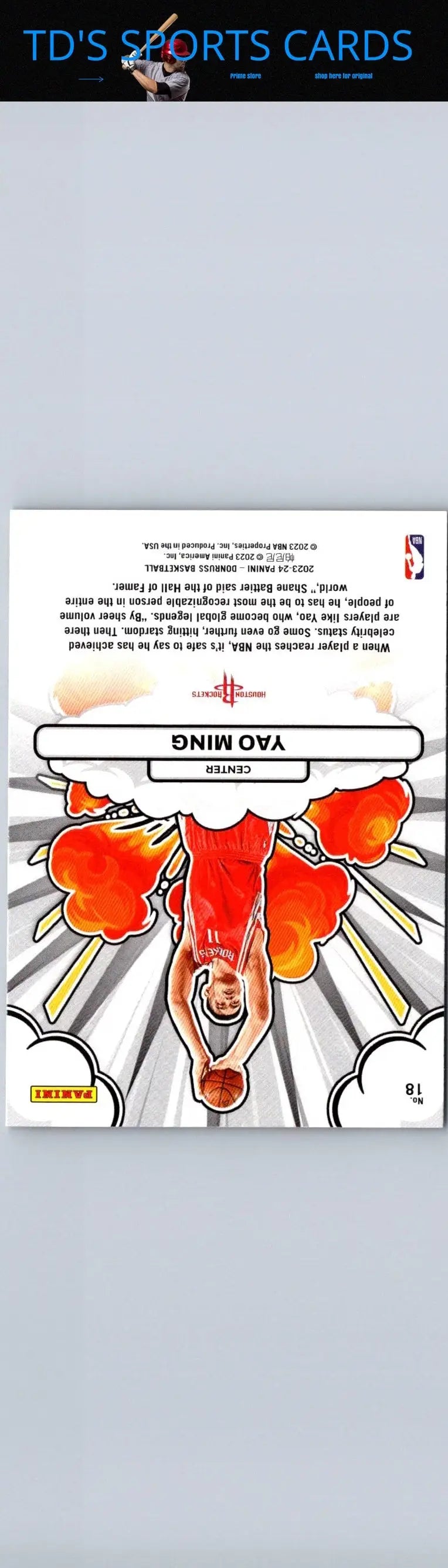 Yao Ming basketball card from 2023-24 Donruss Bomb Squad series, featuring Ming Bomb graphic