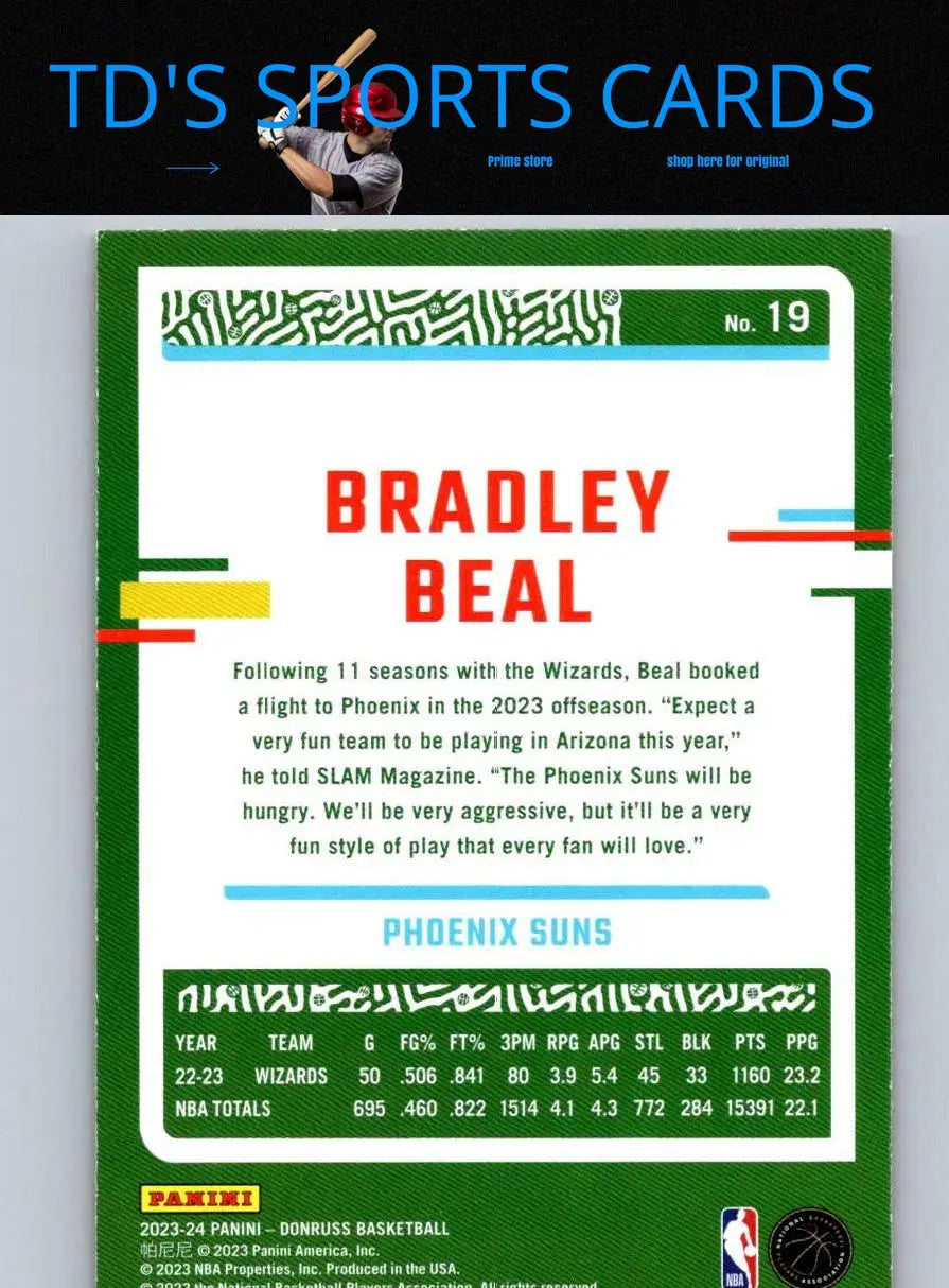 Bradley Beal basketball card from 2023-24 Donruss Choice Red #/99 collectible