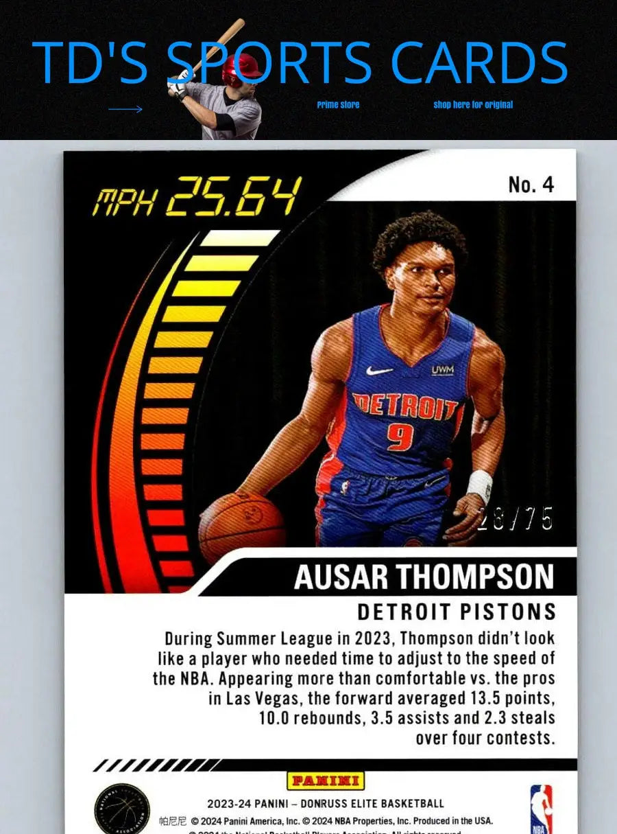 Ausar Thompson basketball card from 2023-24 Donruss Elite trading cards collection