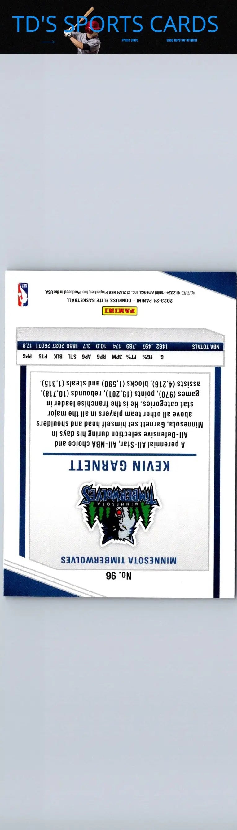 Kevin Garnett basketball card from 2023-24 Donruss Elite trading cards collection