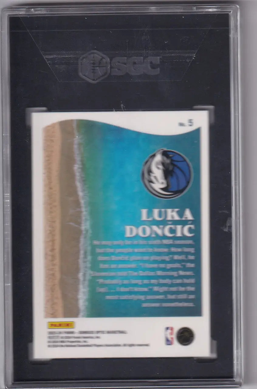 Luka Dončić basketball card from 2023-24 Donruss Optic Splash #5 - Dallas Mavericks