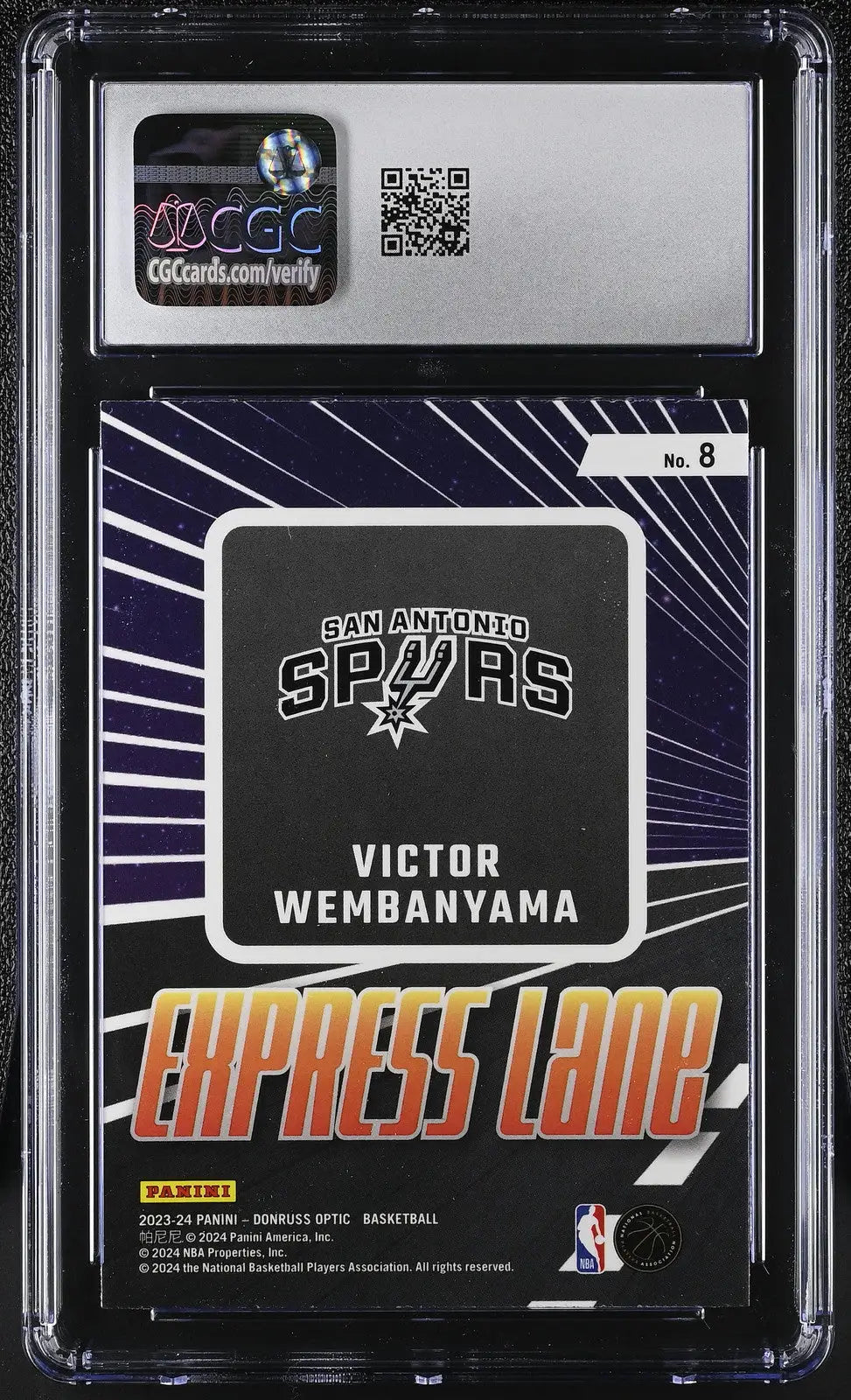 Graded Donruss Optic Victor Wembanyama basketball card displaying rarity and condition