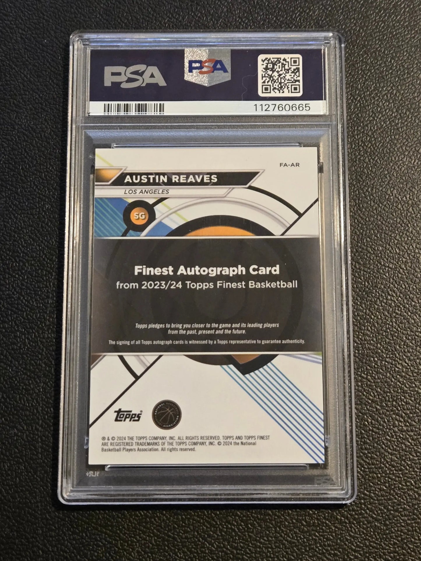 Graded Austin Reaves Finest Autograph basketball card from 2023-24 Finest PSA Authentic