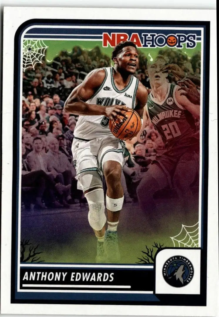 Anthony Edwards basketball card from 2023-24 Hoops Haunted Hoops featuring Anthony Edwards