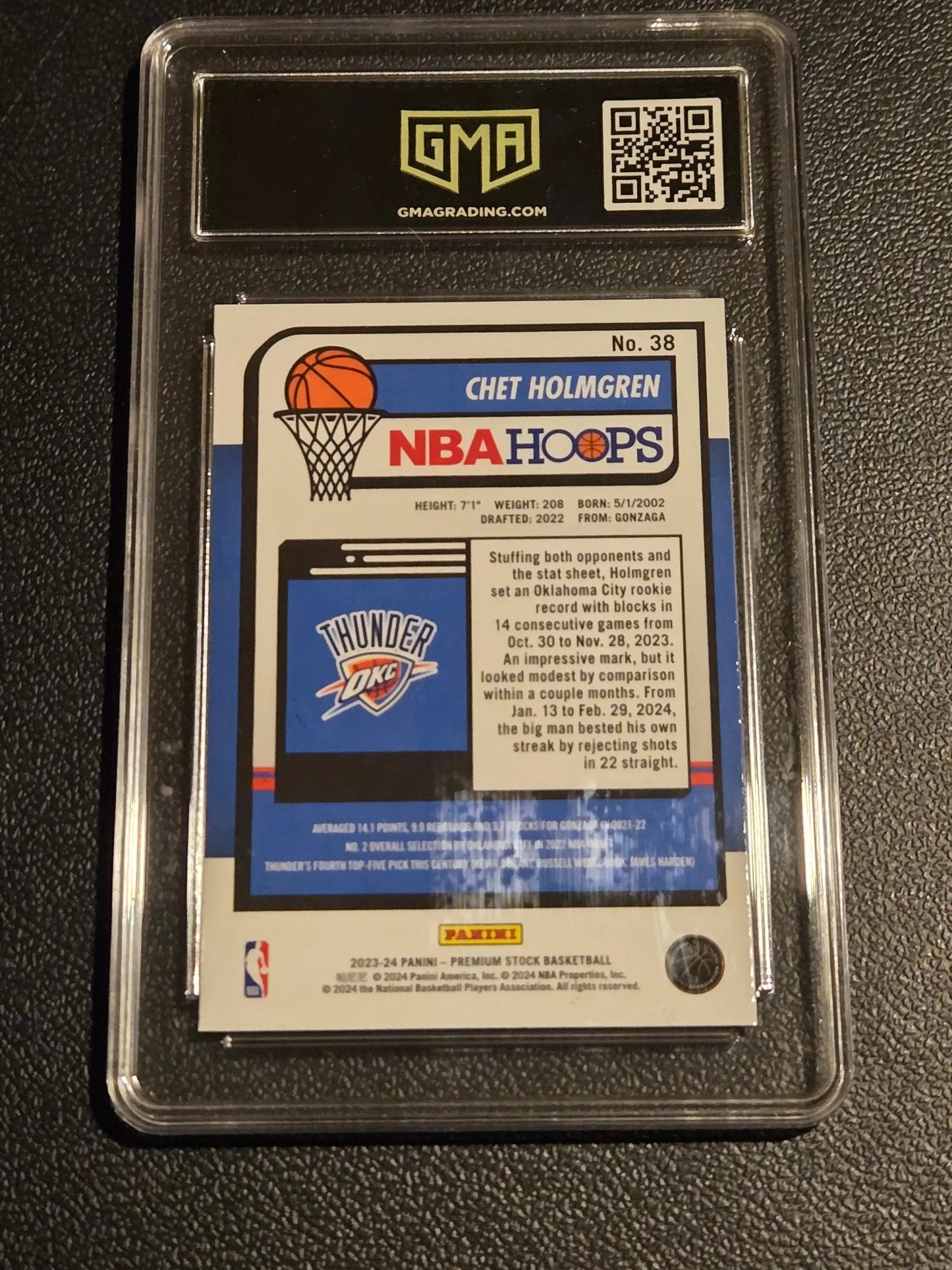 2023-24 Hoops Premium Stock #38 Chet Holmgren GMA 8.5