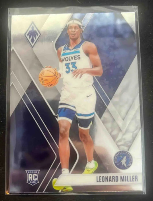 Basketball trading card featuring Leonard Miller in Minnesota Timberwolves uniform from Panini Basketball Phoenix