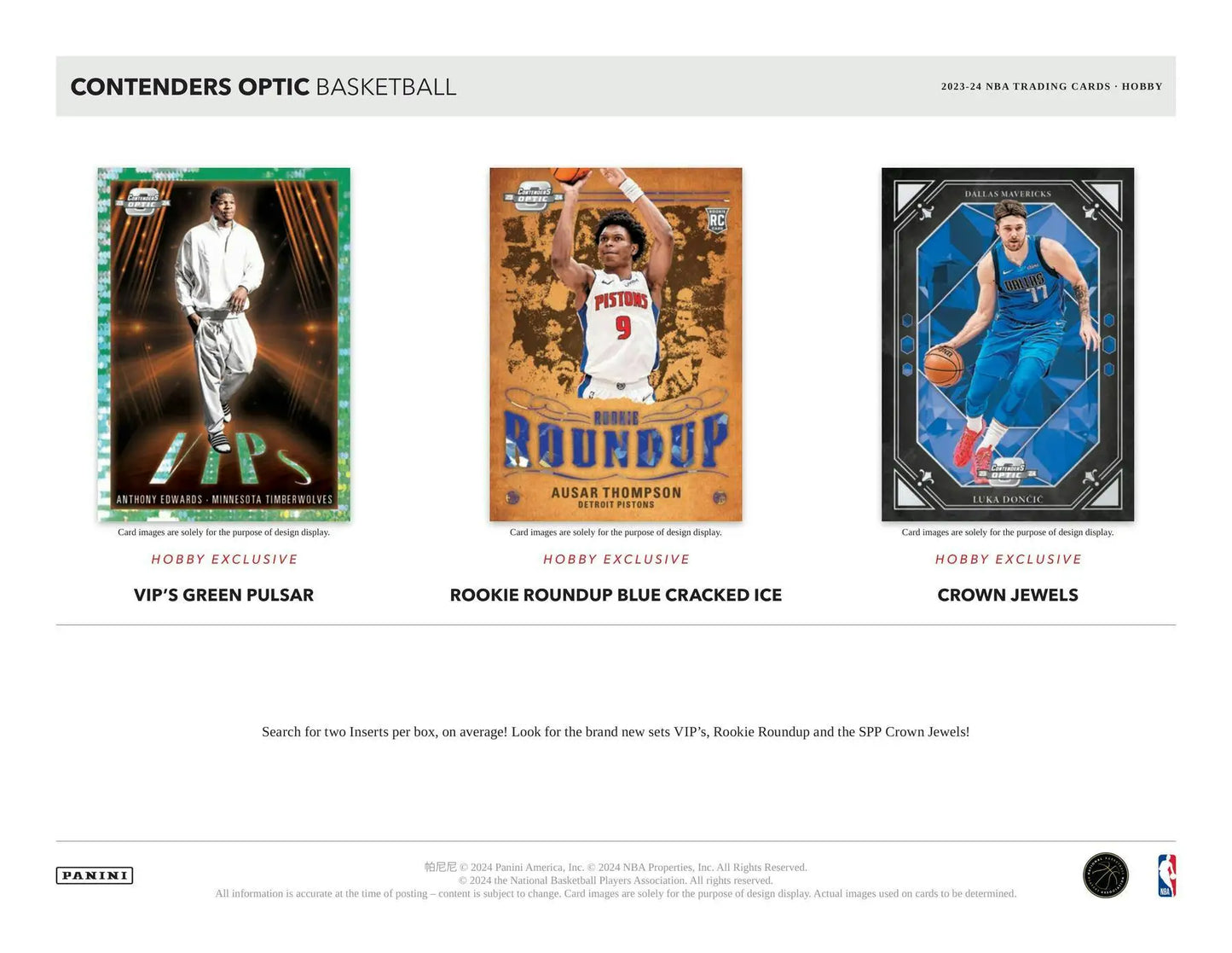 Basketball trading cards featuring cracked ice design from 2023-24 Panini Contenders Optic Hobby Box