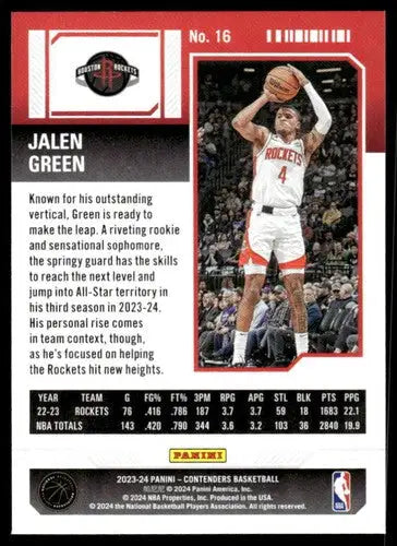 2023-24 Panini Contenders Season Ticket Retail #16 Jalen Green NM-MT Ro ID:74195 - Trading Cards