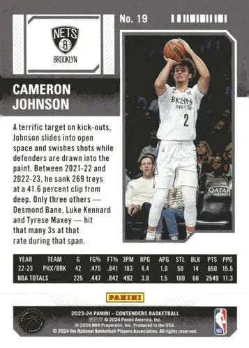 2023-24 Panini Contenders Season Ticket Retail #19 Cameron Johnson NM-M ID:74196 - Trading Cards