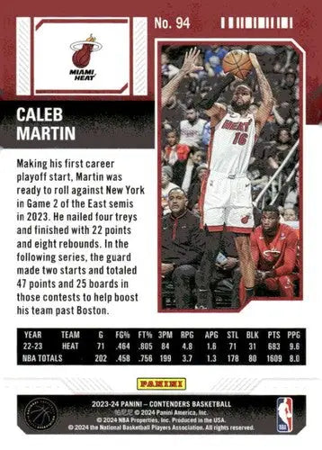 2023-24 Panini Contenders Season Ticket Retail #94 Caleb Martin NM-MT H ID:74246 - Trading Cards