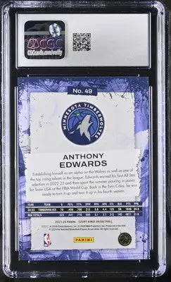 CGC-graded Panini Court Kings Anthony Edwards basketball card featuring Kings Anthony Edwards