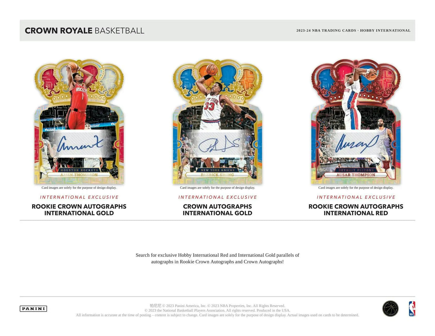 Basketball trading cards from 2023-24 Panini Crown Royale with exclusive parallels