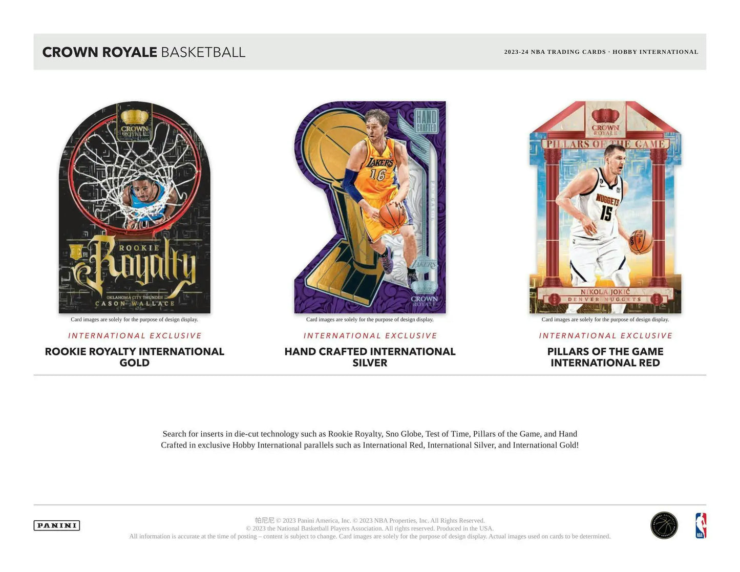 Basketball trading cards from 2023-24 Panini Crown Royale with exclusive parallel