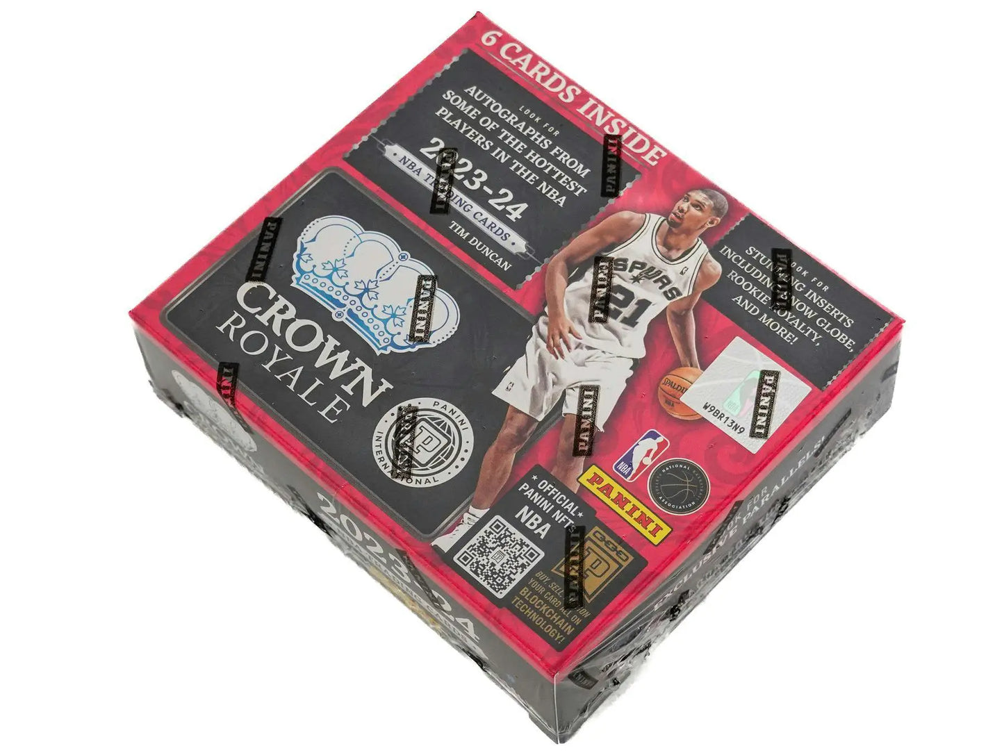Sealed 2023-24 Panini Crown Royale basketball cards box with exclusive parallel inclusion