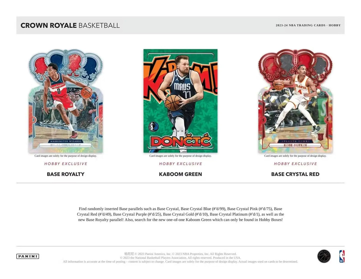 2023 24 Panini Crown Royale NBA Basketball Hobby Box showcasing rookie silhouettes and treasured autographs