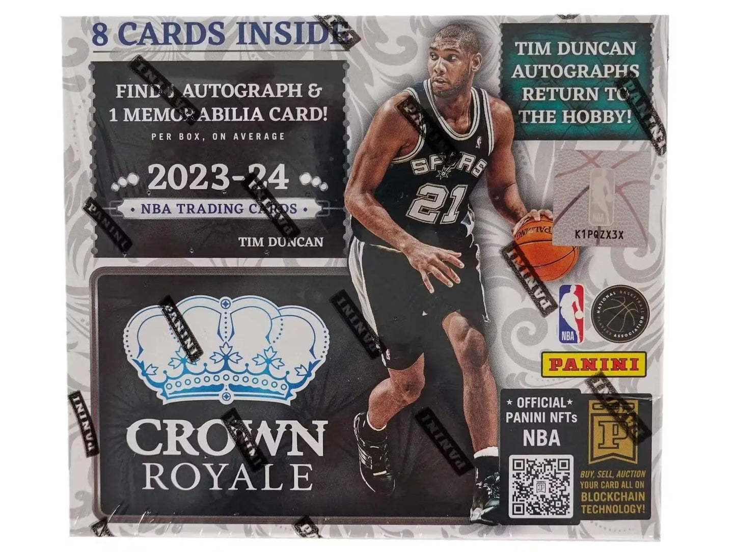 2023-24 Panini Crown Royale NBA trading card box with rookie silhouettes and treasured autographs