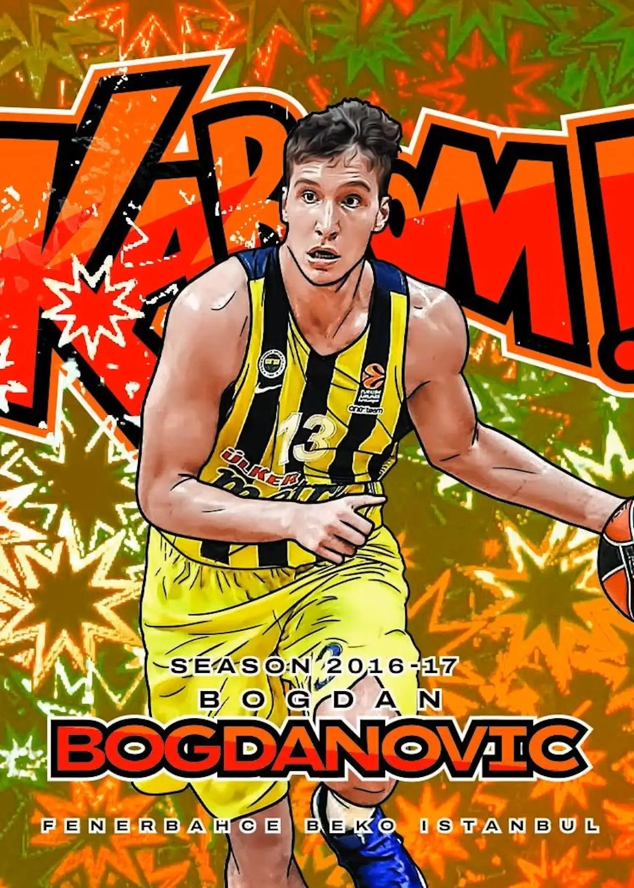 Basketball player illustration on Panini Crown Royale 2023/24 EuroLeague hobby base crystal