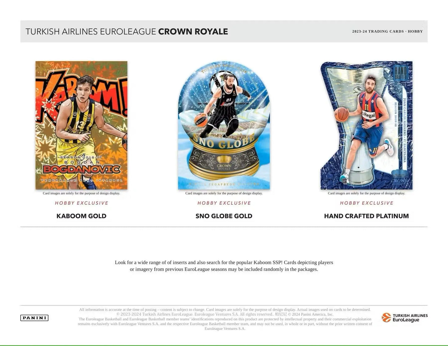 Euroleague basketball cards from Panini Crown Royale base crystal set in 2023/24 Hobby product