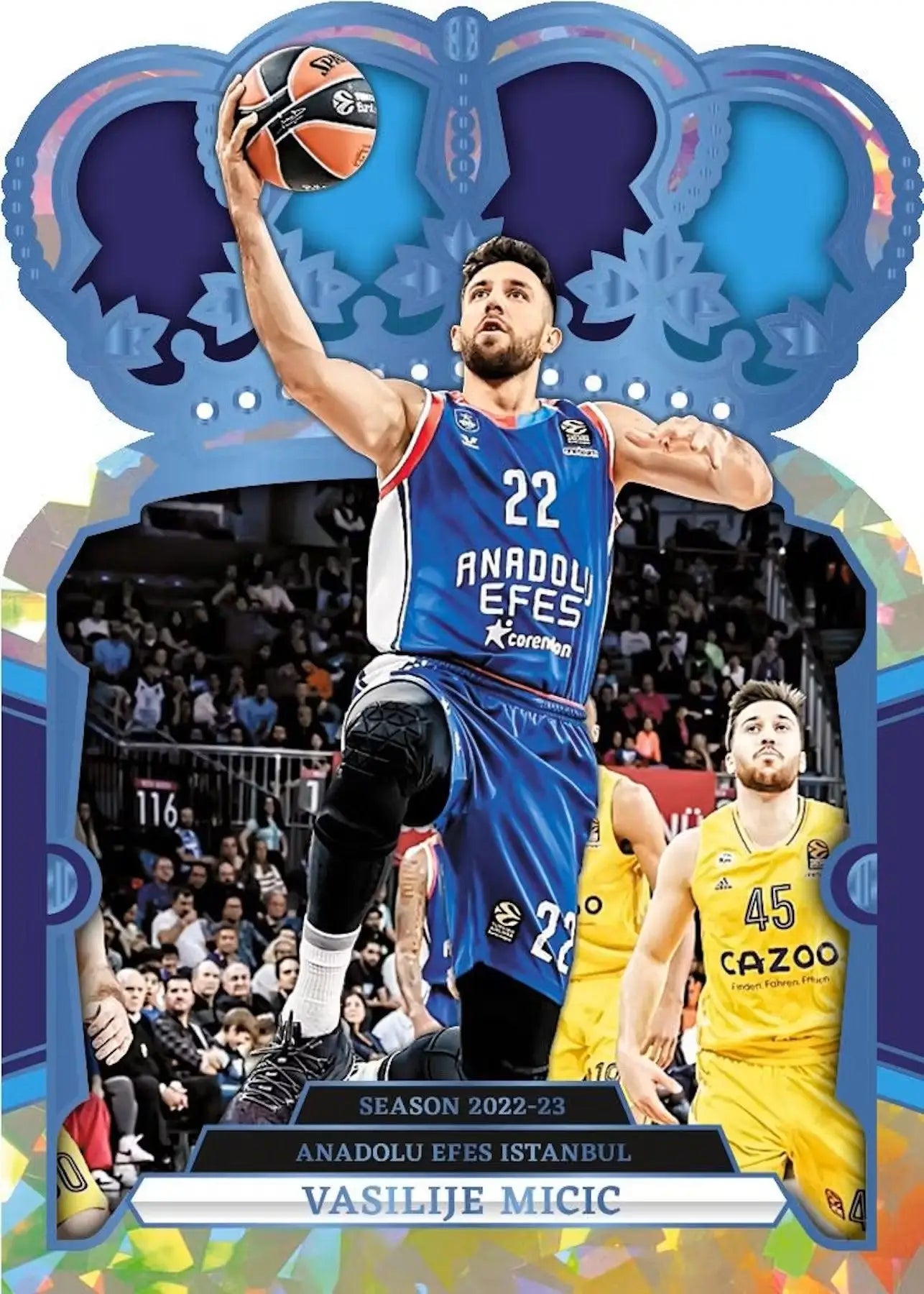 Basketball trading card from Panini Crown Royale 2023/24 EuroLeague Hobby featuring base crystal design