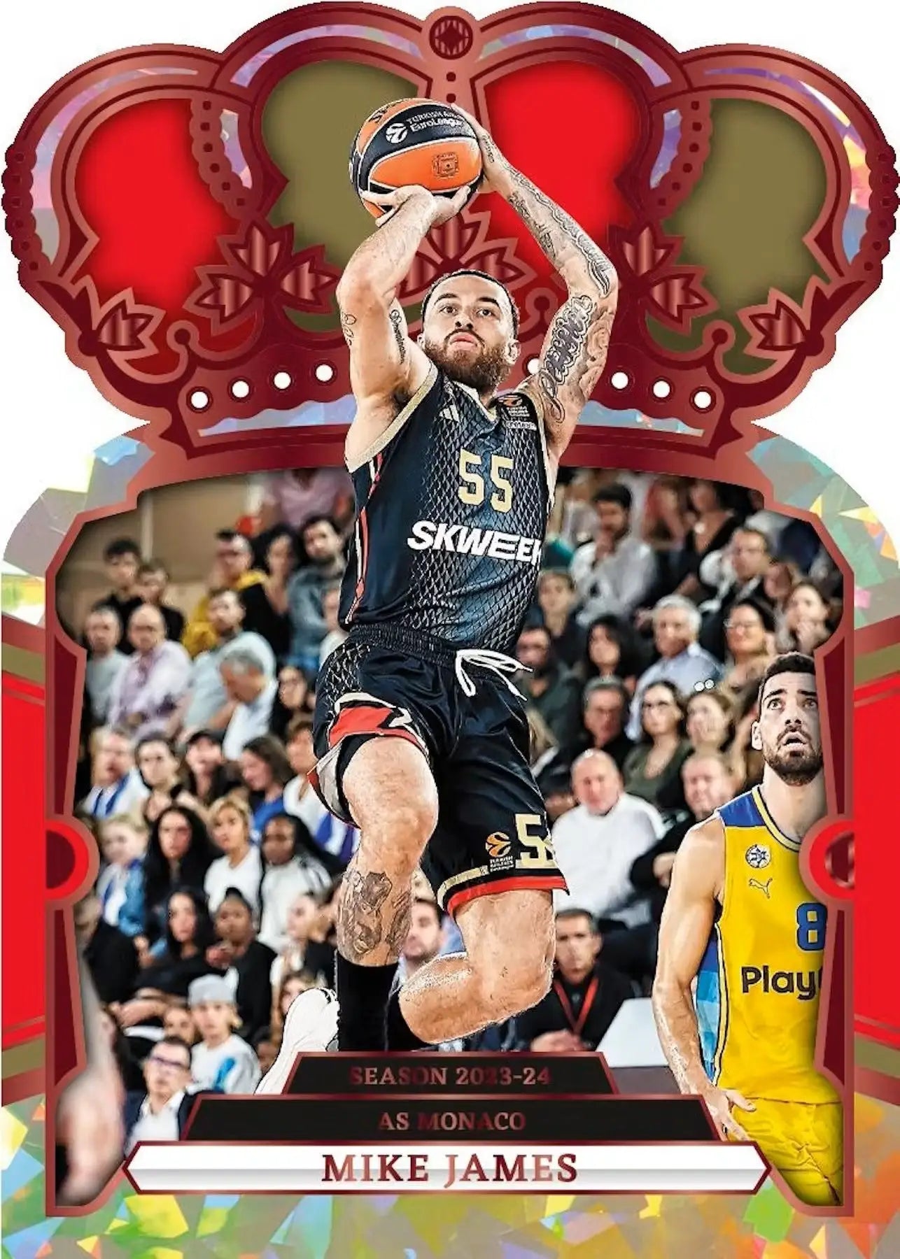 Basketball trading card from 2023/24 Panini Crown Royale Turkish Airlines EuroLeague collection with base crystal design