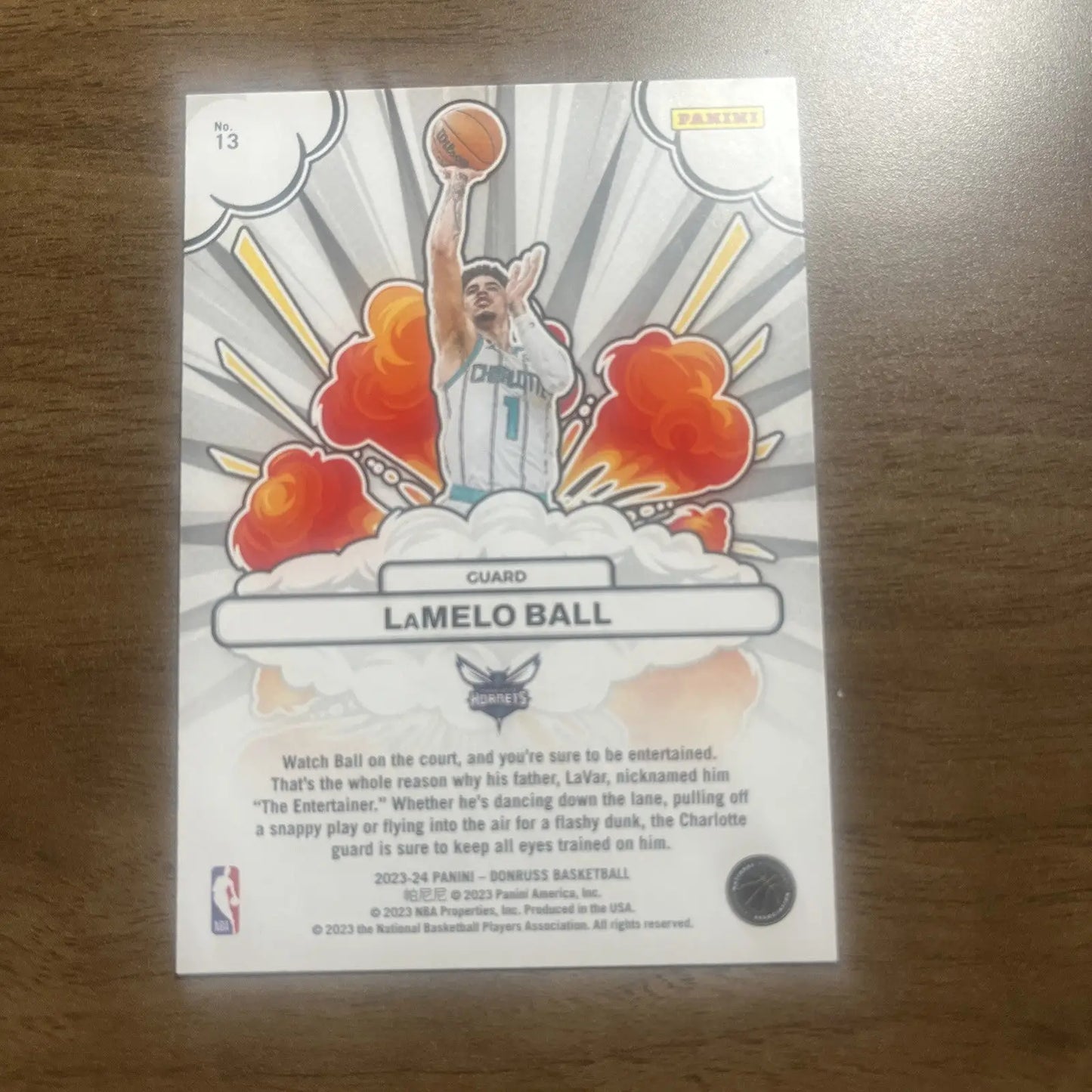 LaMelo Ball Bomb Squad basketball card from 2023-24 Panini Donruss Charlotte Hornets