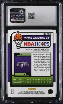 Graded Victor Wembanyama basketball card from Panini Haunted Hoops series CGC 10