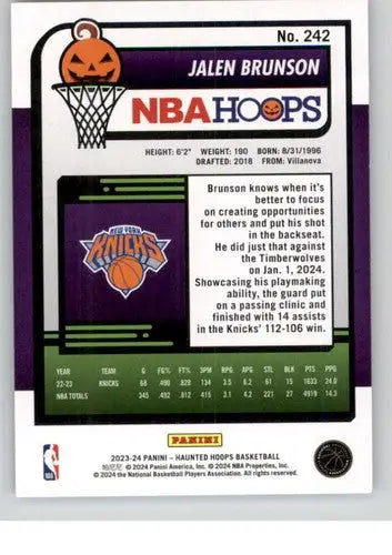 2023-24 Panini Hoops Haunted Jalen Brunson NBA basketball card Knicks NM-MT