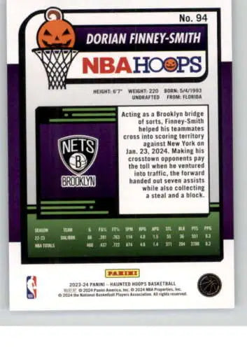 Dorian Finney-Smith basketball card from 2023-24 Panini Hoops Haunted series NM-MT