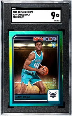 Graded 2023-24 Panini Hoops James Nnaji Green 98/99 basketball trading card