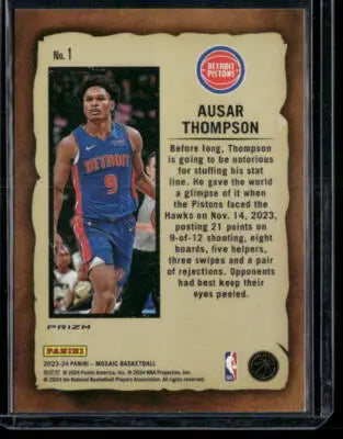 Ausar Thompson basketball card from 2023-24 Panini Mosaic Notoriety Prizm RC