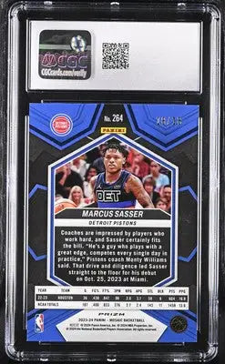 Graded Mosaic Marcus Sasser basketball card featuring Pink Swirl FOTL 18/18 CGC 10