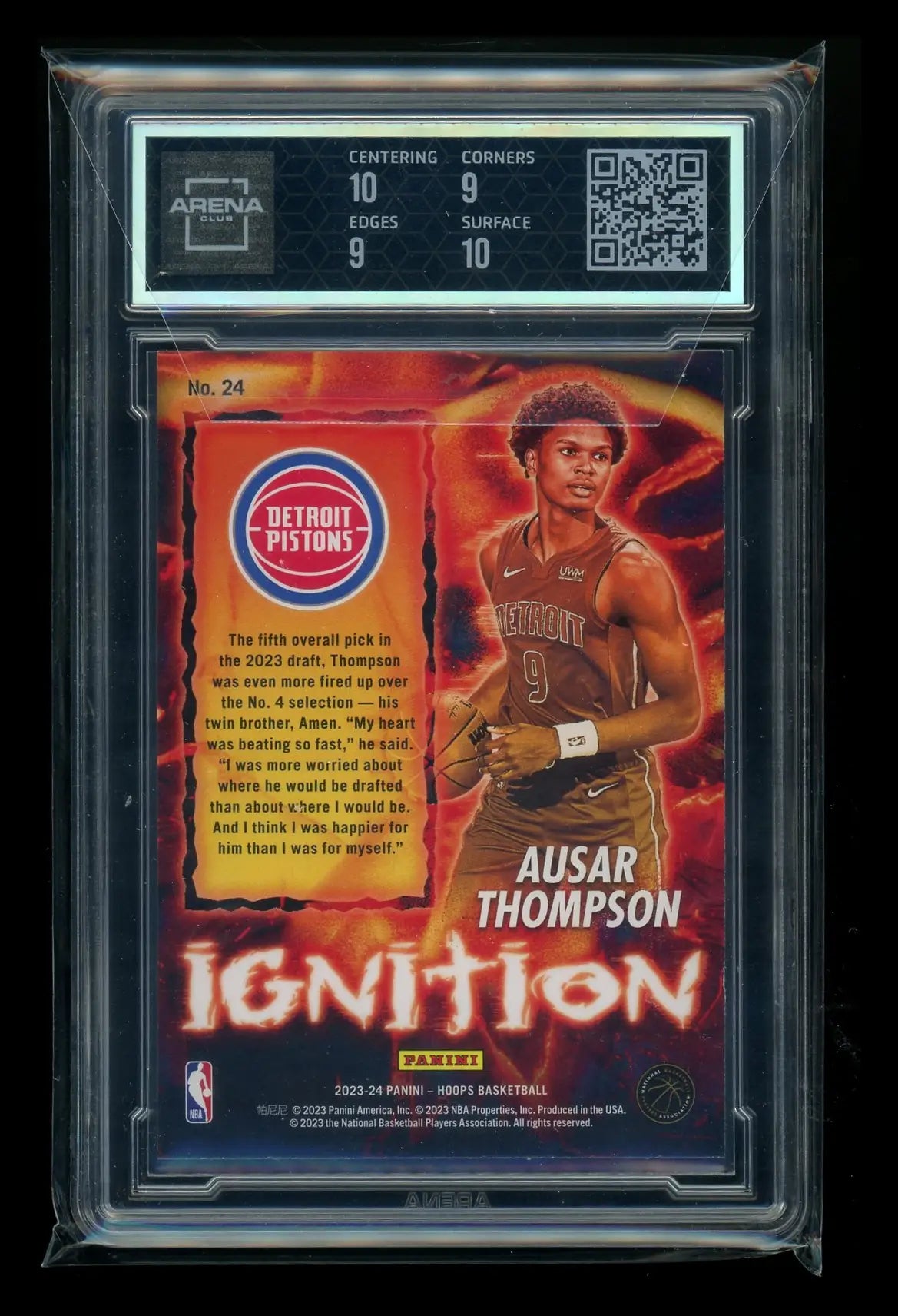 2023-24 Panini NBA Hoops Ignition Ausar Thompson #24 RC Arena Club 9.5 - Trading Card
