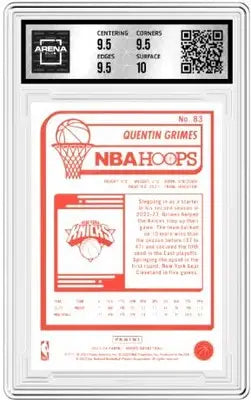Graded Panini NBA Hoops Quentin Grimes basketball card from 2023-24 Arena Club