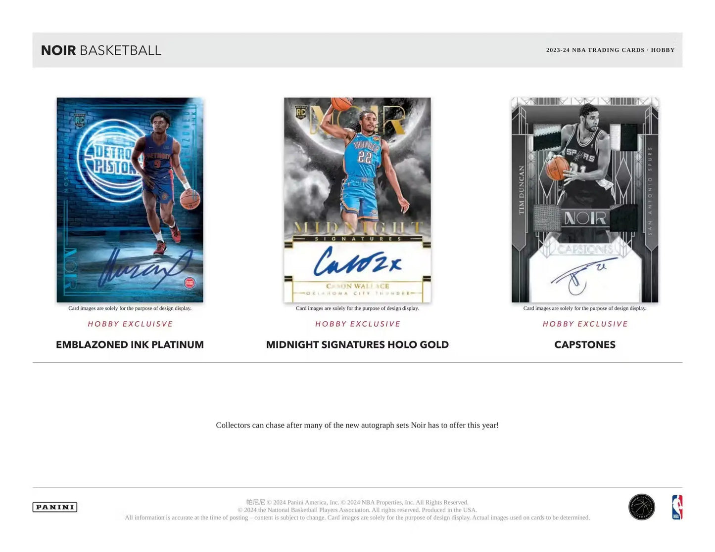 Basketball trading cards featuring memorabilia, spotlight signatures, and sneaker spotlight signatures in 2023-24 Panini Noir Hobby Box