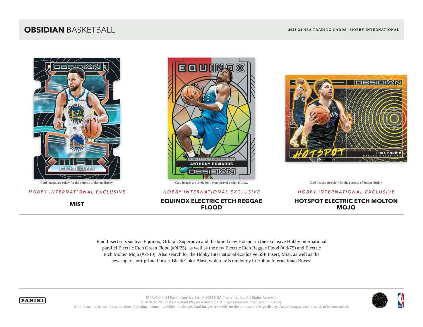 Three basketball trading cards featuring rookie jersey autographs in Panini Obsidian Basketball International Hobby Box