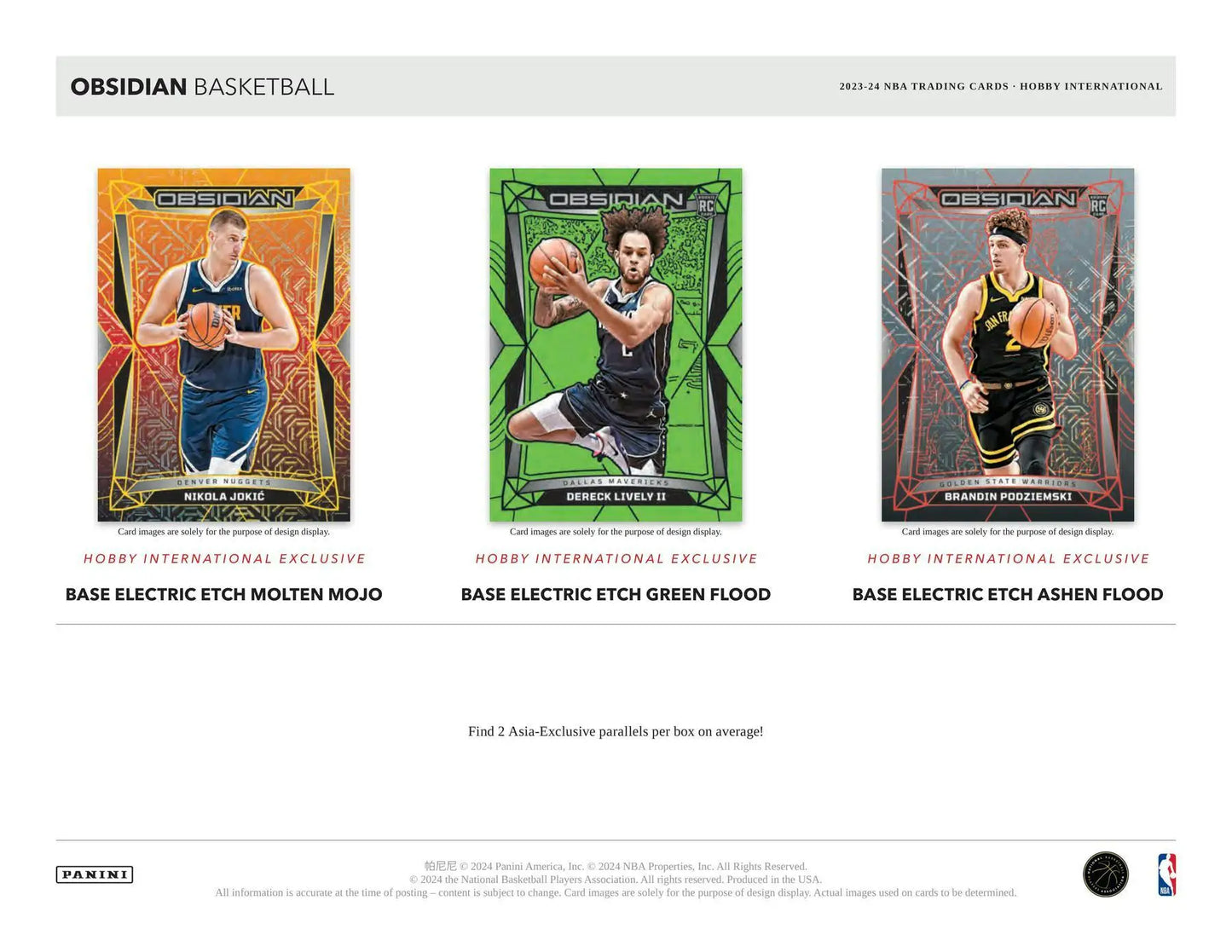 Obsidian basketball trading cards with rookie jersey autographs in the 2023-24 Panini Obsidian Basketball International Hobby Box