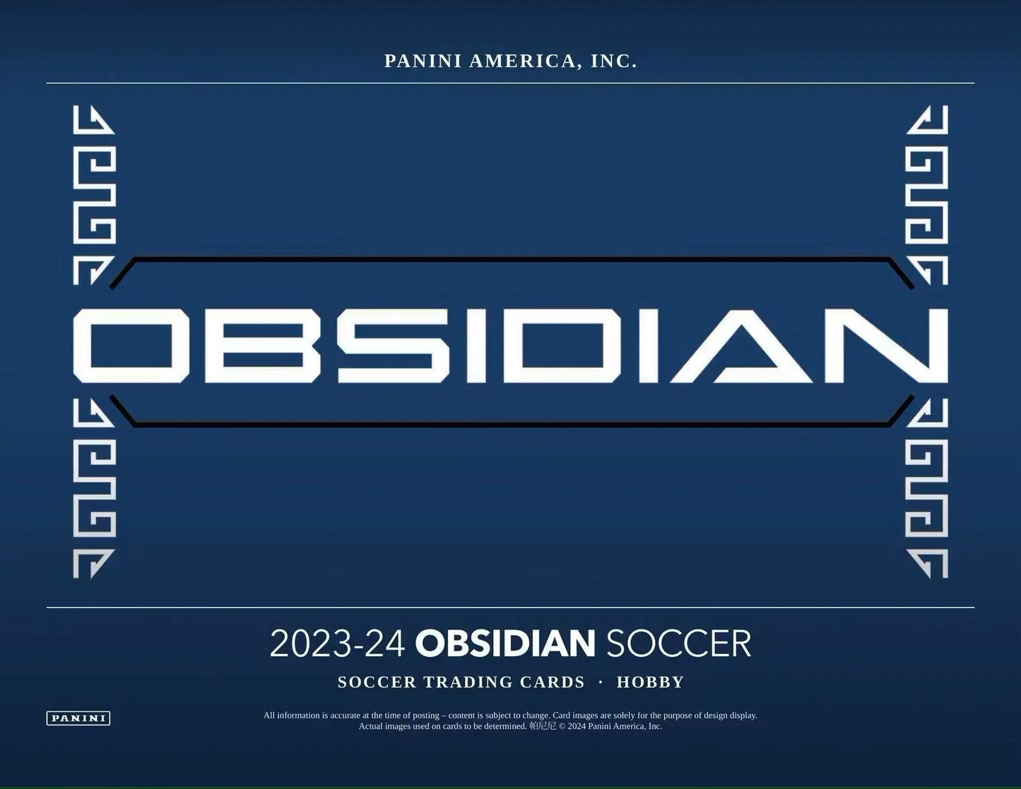 Obsidian Soccer trading card design from the 2023-24 Panini Obsidian Soccer Hobby Box