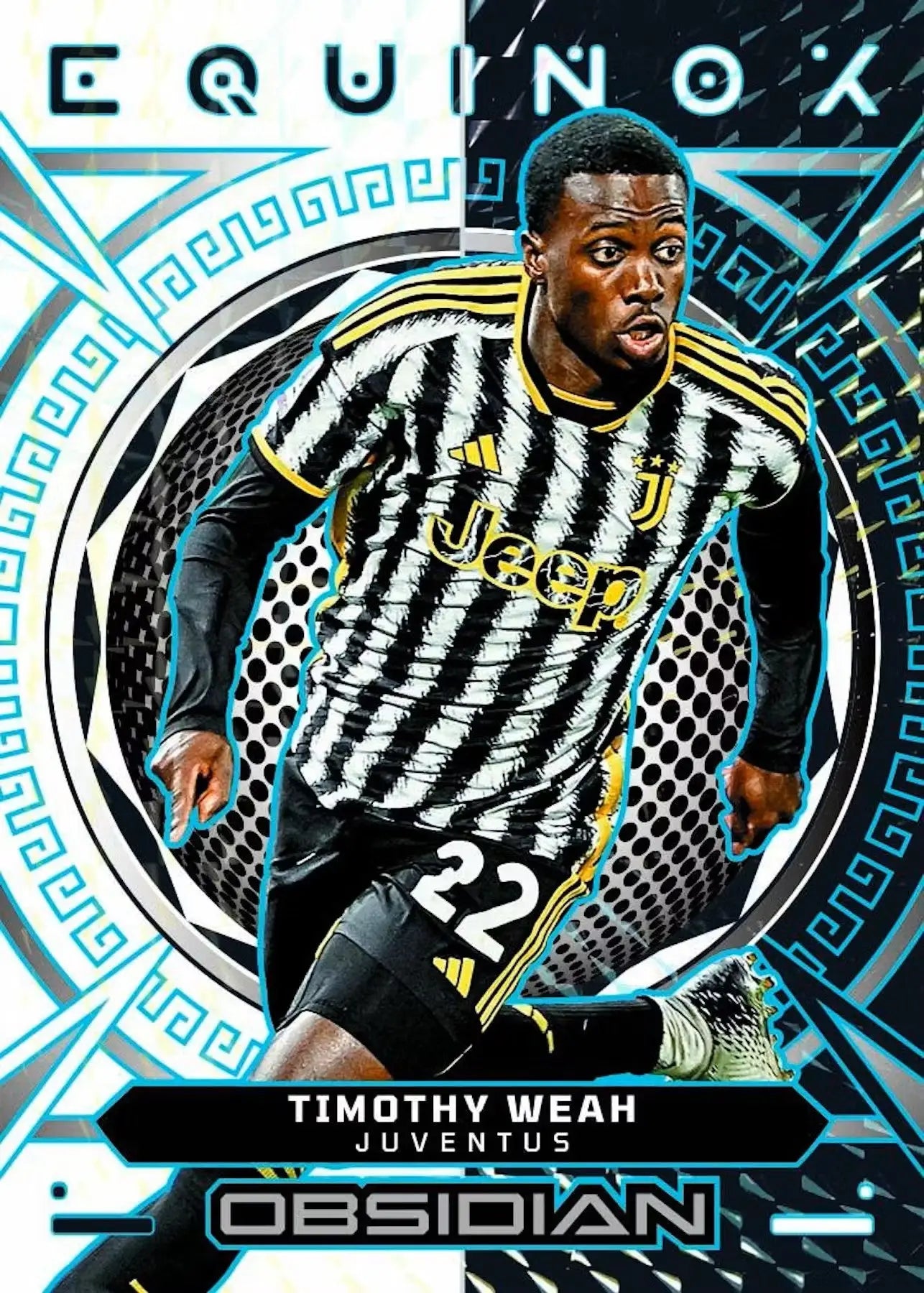 Timothy Weah Juventus trading card from 2023-24 Panini Obsidian Soccer Hobby Box