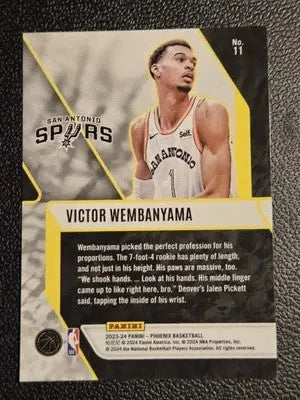 Victor Wembanyama Fade To Black basketball card from Panini Phoenix 2023-24 series
