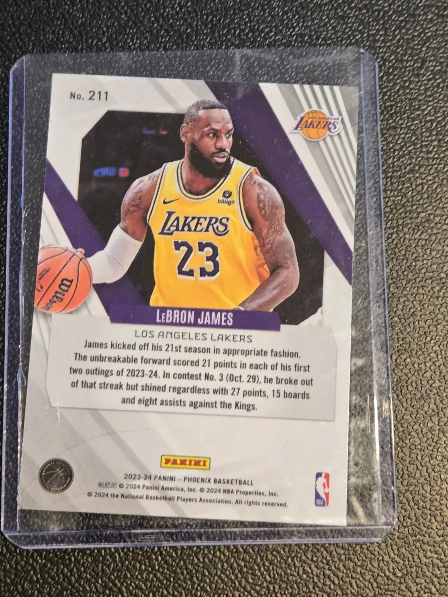 LeBron James Silver basketball card from 2023-24 Panini Phoenix series