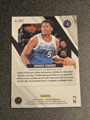 Anthony Edwards basketball card from Panini Phoenix 2023-24 Minnesota Timberwolves collection