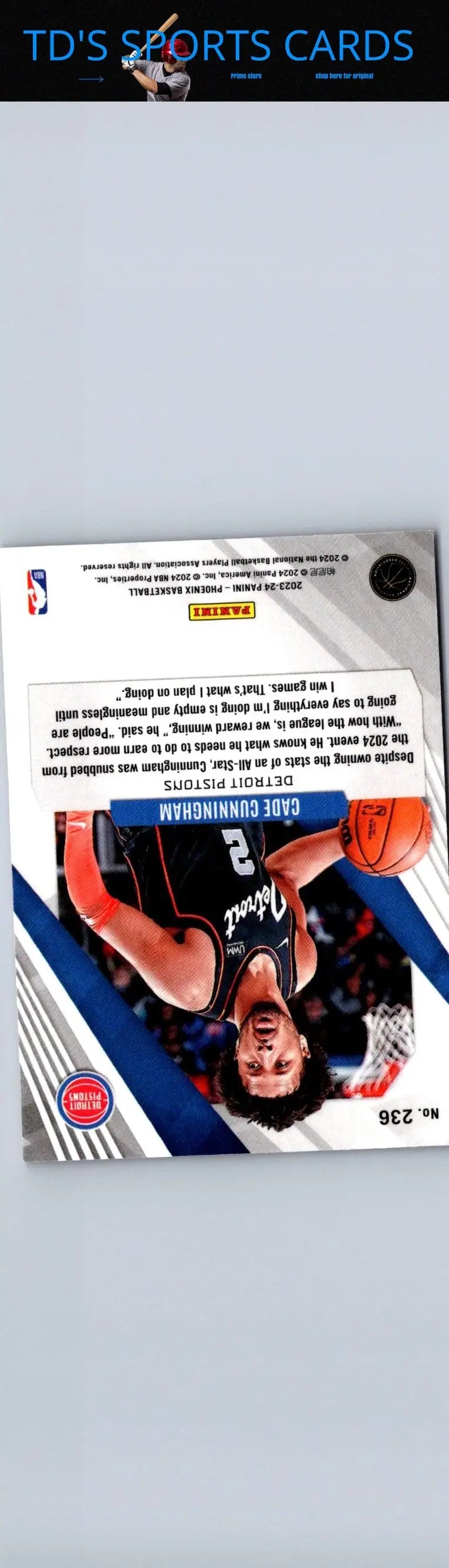 Cade Cunningham Phoenix basketball card from 2023-24 Panini Phoenix Blue Ice series