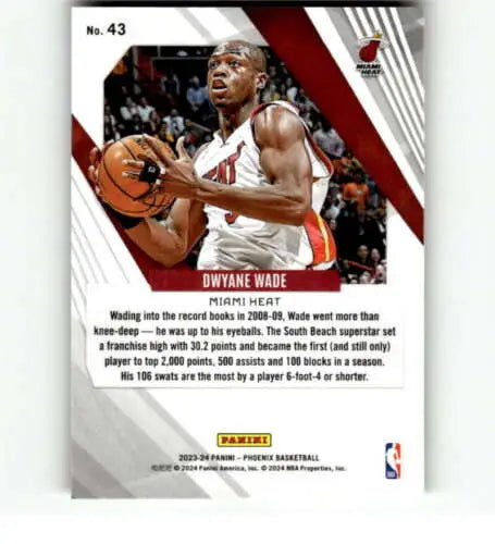 Dwyane Wade basketball card from 2023-24 Panini Phoenix in original gloss condition