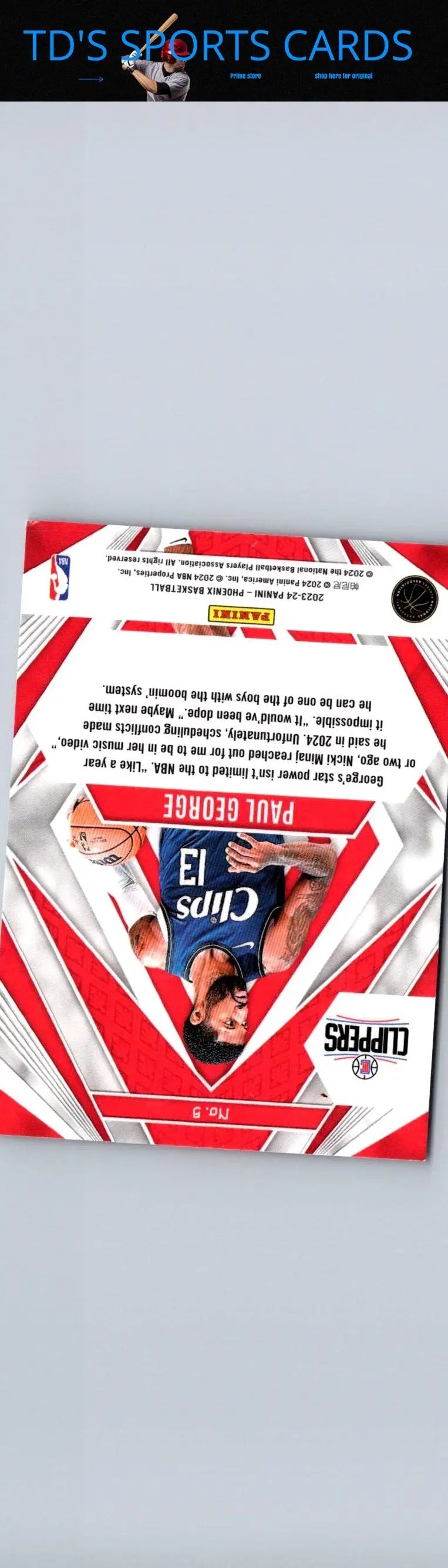 2023-24 Paul George Paragon basketball card from Panini Phoenix series