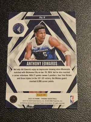 Anthony Edwards basketball card from Panini Phoenix 2023-24 Anthony Edwards Paragon series