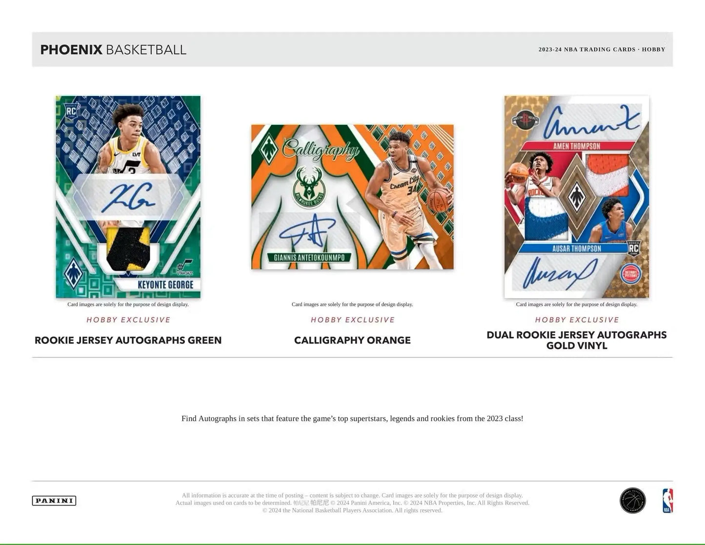 Basketball trading cards inside the 2023-24 Panini Phoenix Basketball Hobby Box