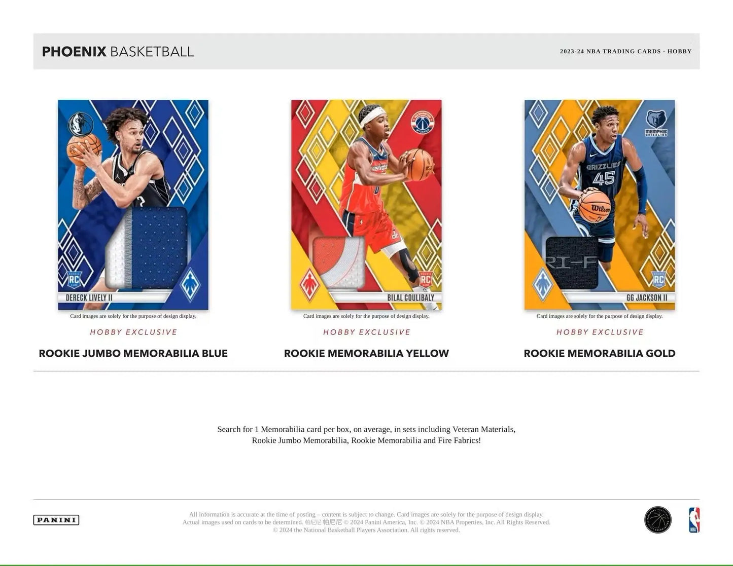 Basketball trading cards inside the 2023-24 Panini Phoenix Basketball Hobby Box