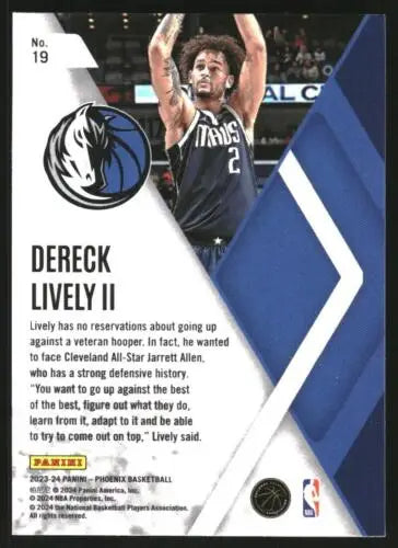 2023-24 Panini Phoenix Instant Phenom basketball card of Dereck Lively II with original gloss