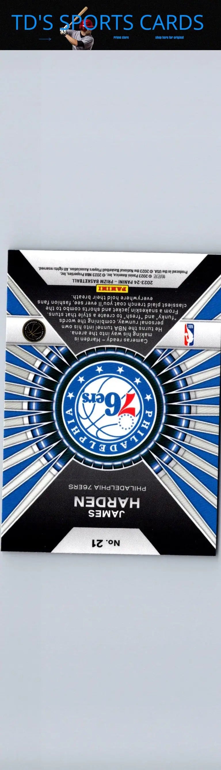 James Harden basketball card from 2023-24 Panini Prizm Dominance Prizms Silver